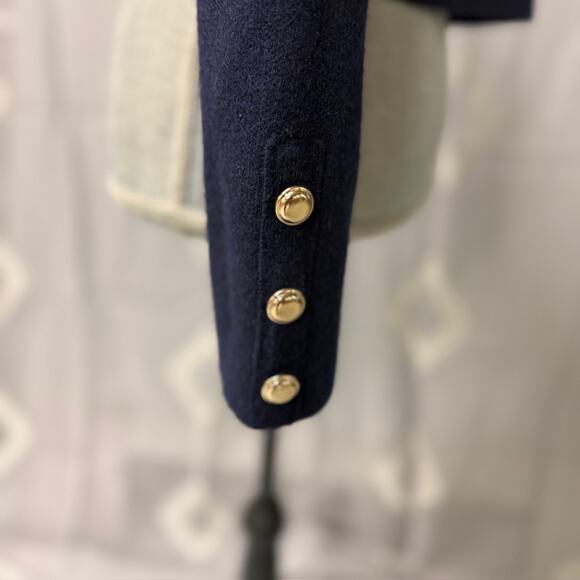 Zara Cropped Double Breasted Navy Wool Blend Blazer Jacket Utility Medium NWT - Picture 6 of 10